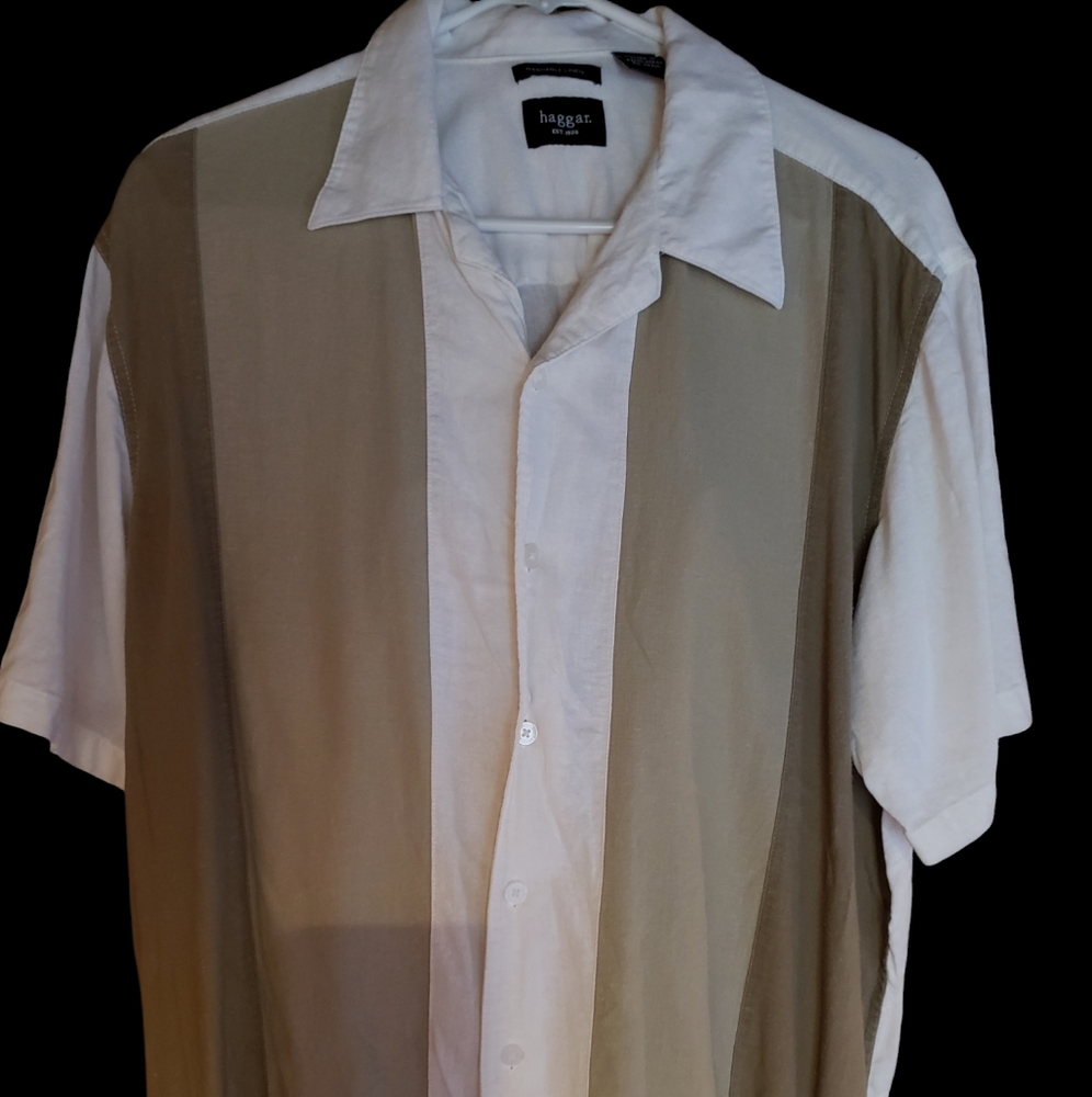 Mens Haggar Linen & Rayon shirt. Size XL EUC